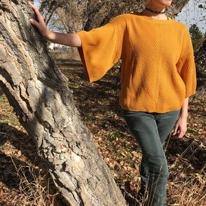 Cable & Gauge | Dark Orange Big Sleeve Sweater Top